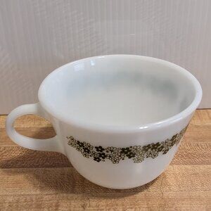 Vintage Green Spring Blossom Corelle Pyrex Milky Cups, 8 cups